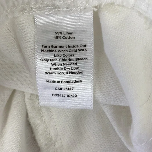 Talbots Linen & Cotton Blend White Drawstring High Waist Bermuda Shorts 6 - Picture 4 of 6